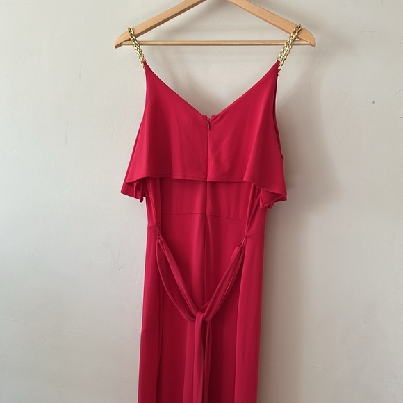 Michael Kors NWT Hot Pink Floor-Length Dress • Size L • Gold Chain Detail - Picture 10 of 13